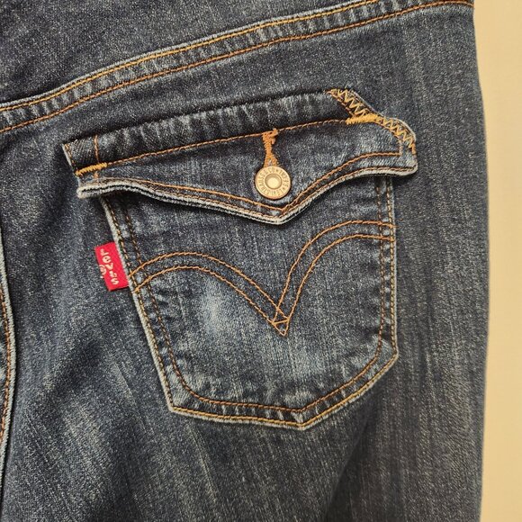 Levis 515 Boot Cut Jeans Blue Medium Wash Denim Button Pockets Womens 6M EUC - Picture 5 of 16